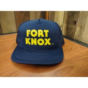 Fort Knox Mens Snapback Hat Blue Adjustable Meshback Trucker Ball Cap Vintage